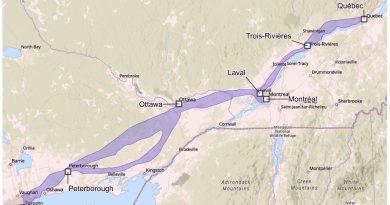A photo of a map of eastern Ontario.