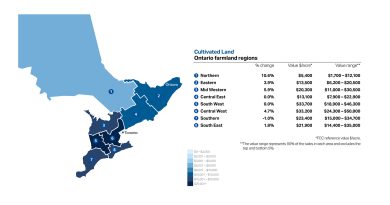 A graph of farmland values.
