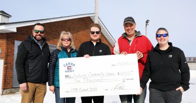 People pose on an ODR with a big cheque.