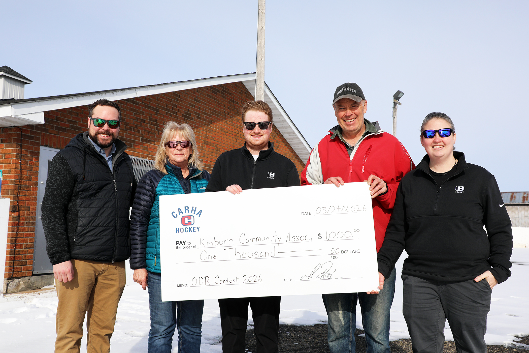 CARHA visits Kinburn ODR with cheque