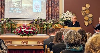 A photo of a funeral service.