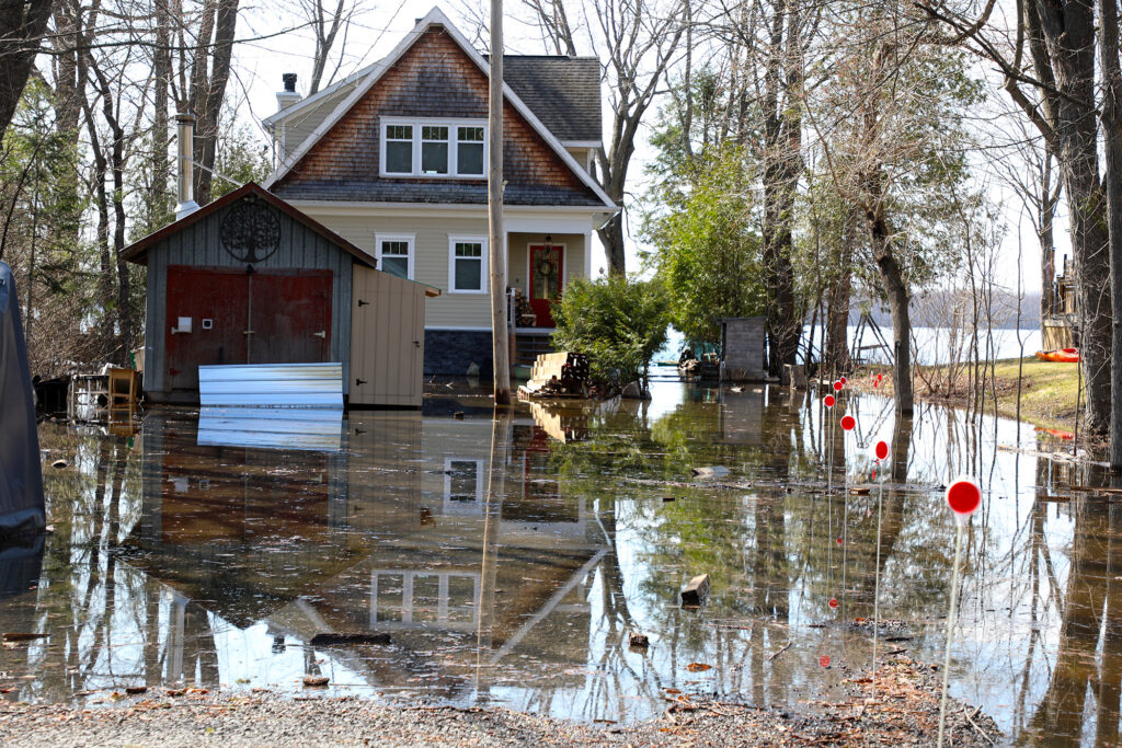 A photo of a flood-affected home.
