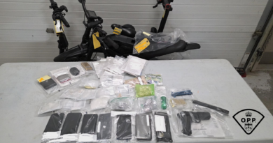 A photo of seized items.